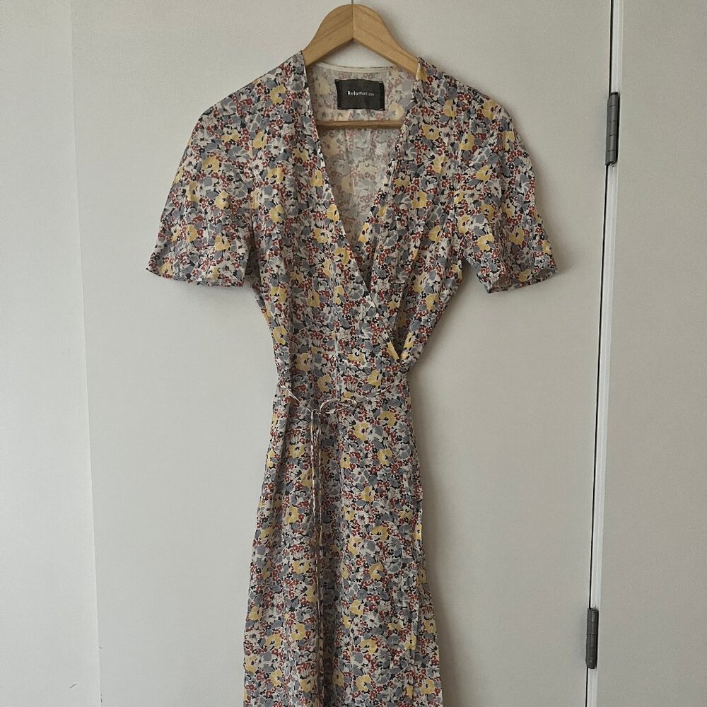 Reformation Floral Wrap Midi Dress